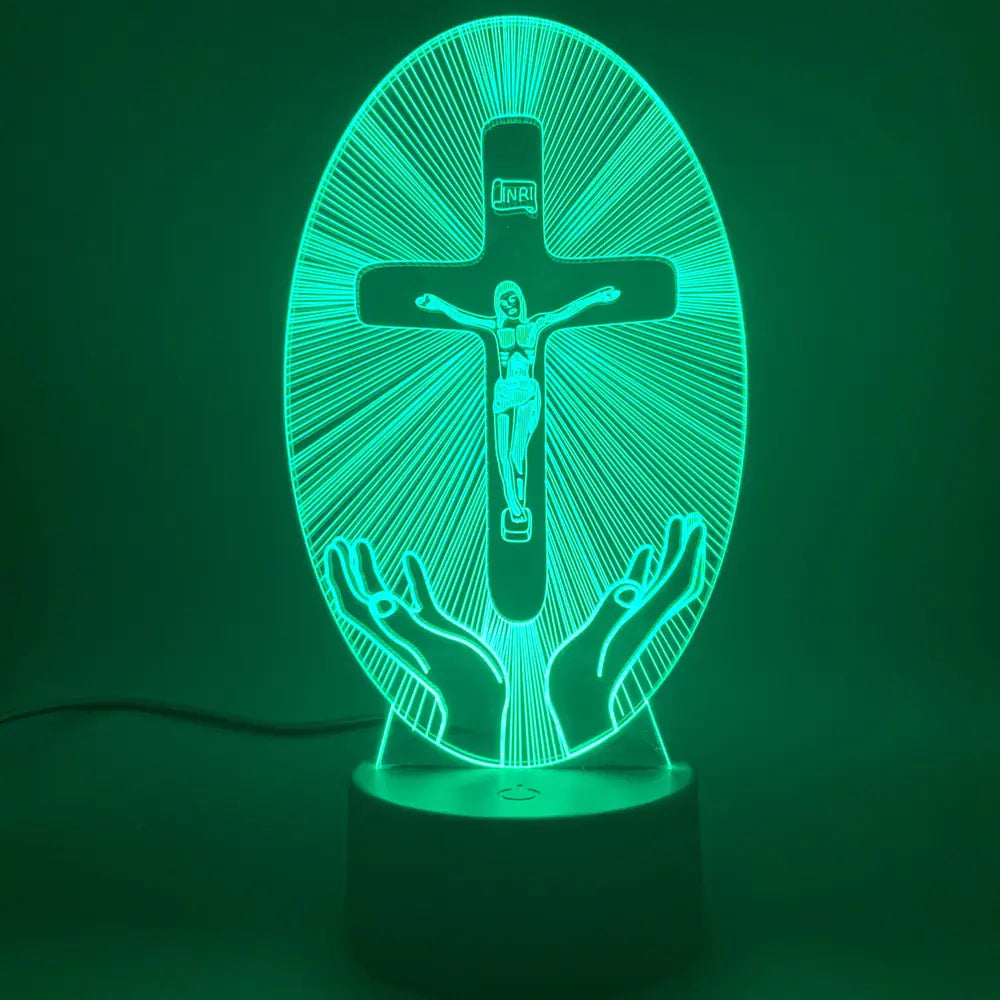 3D Acrylic Christian Cross Night Light - USB Powered