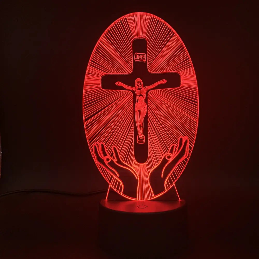 3D Acrylic Christian Cross Night Light - USB Powered