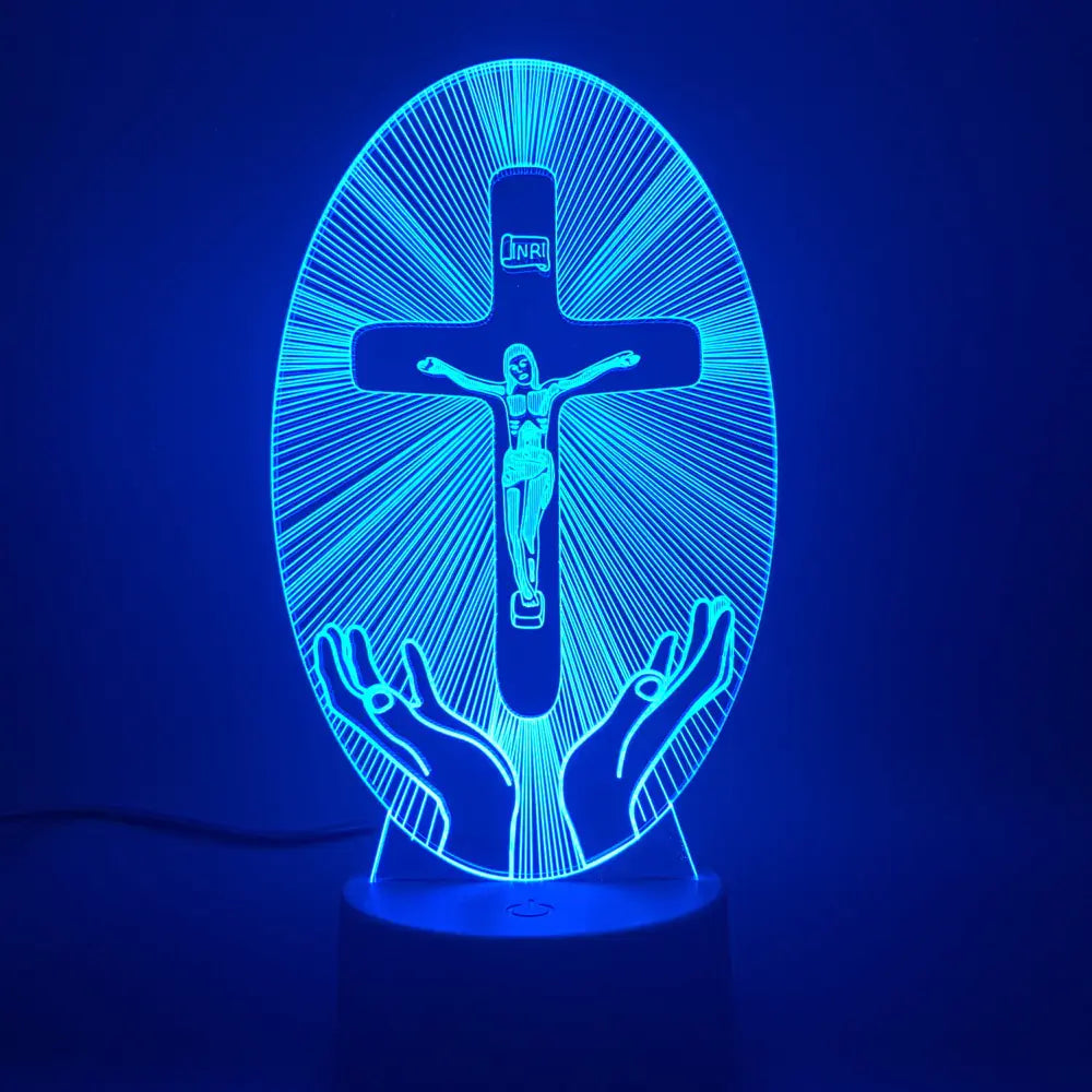 3D Acrylic Christian Cross Night Light - USB Powered