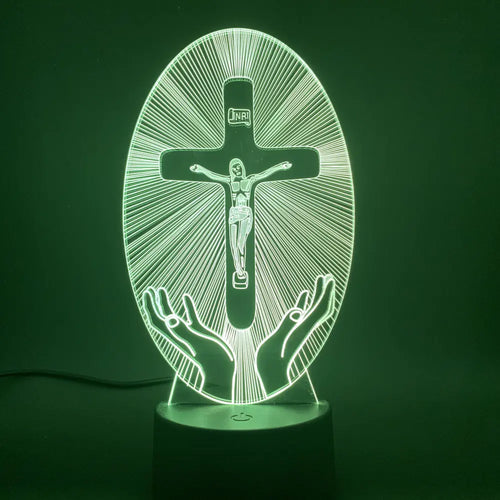3D Acrylic Christian Cross Night Light - USB Powered