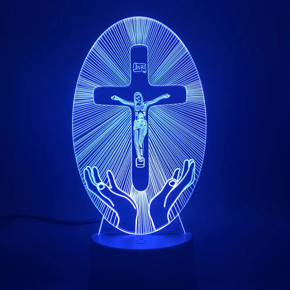 3D Acrylic Christian Cross Night Light - USB Powered