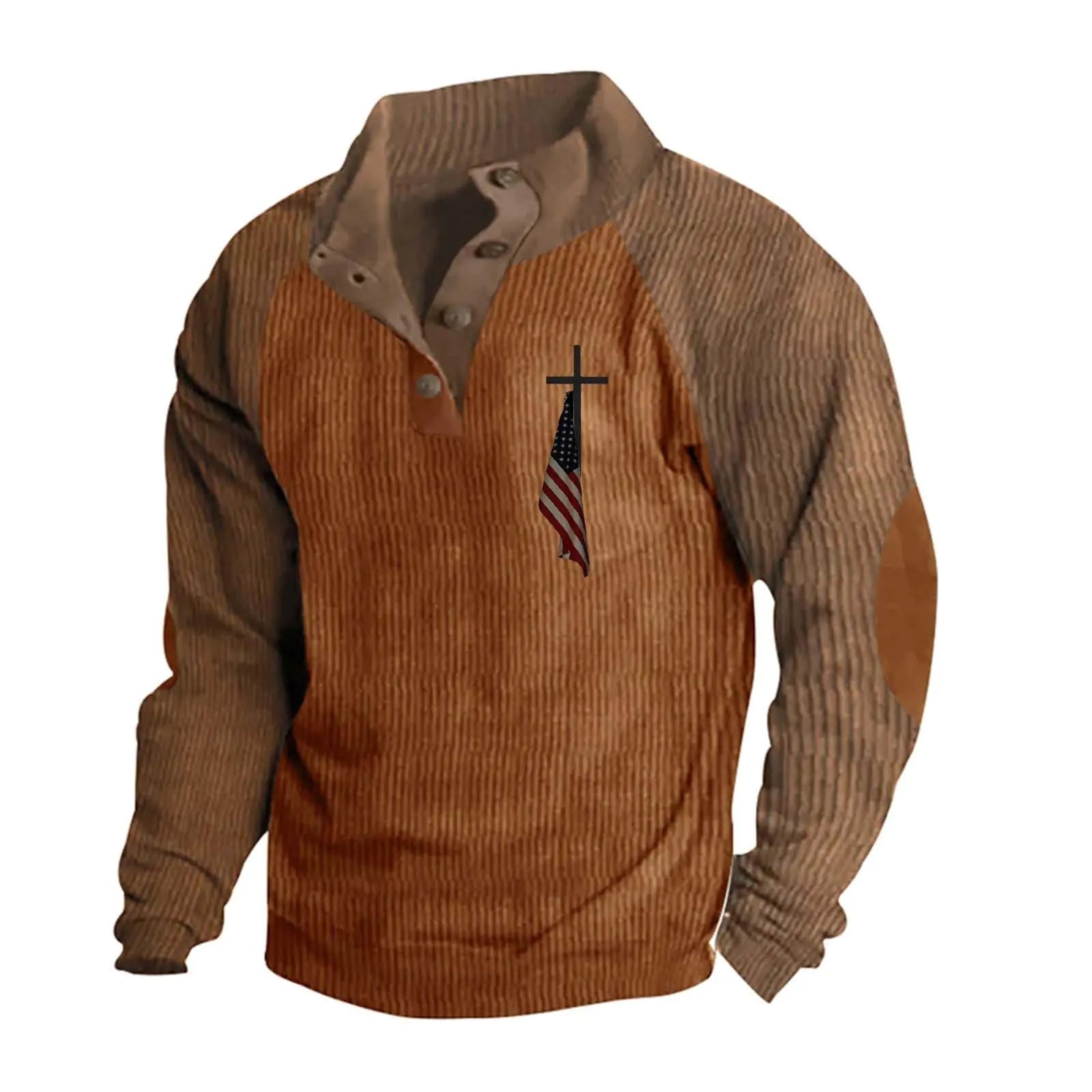 Men’s Vintage American Flag Cross Christian Sweatshirt