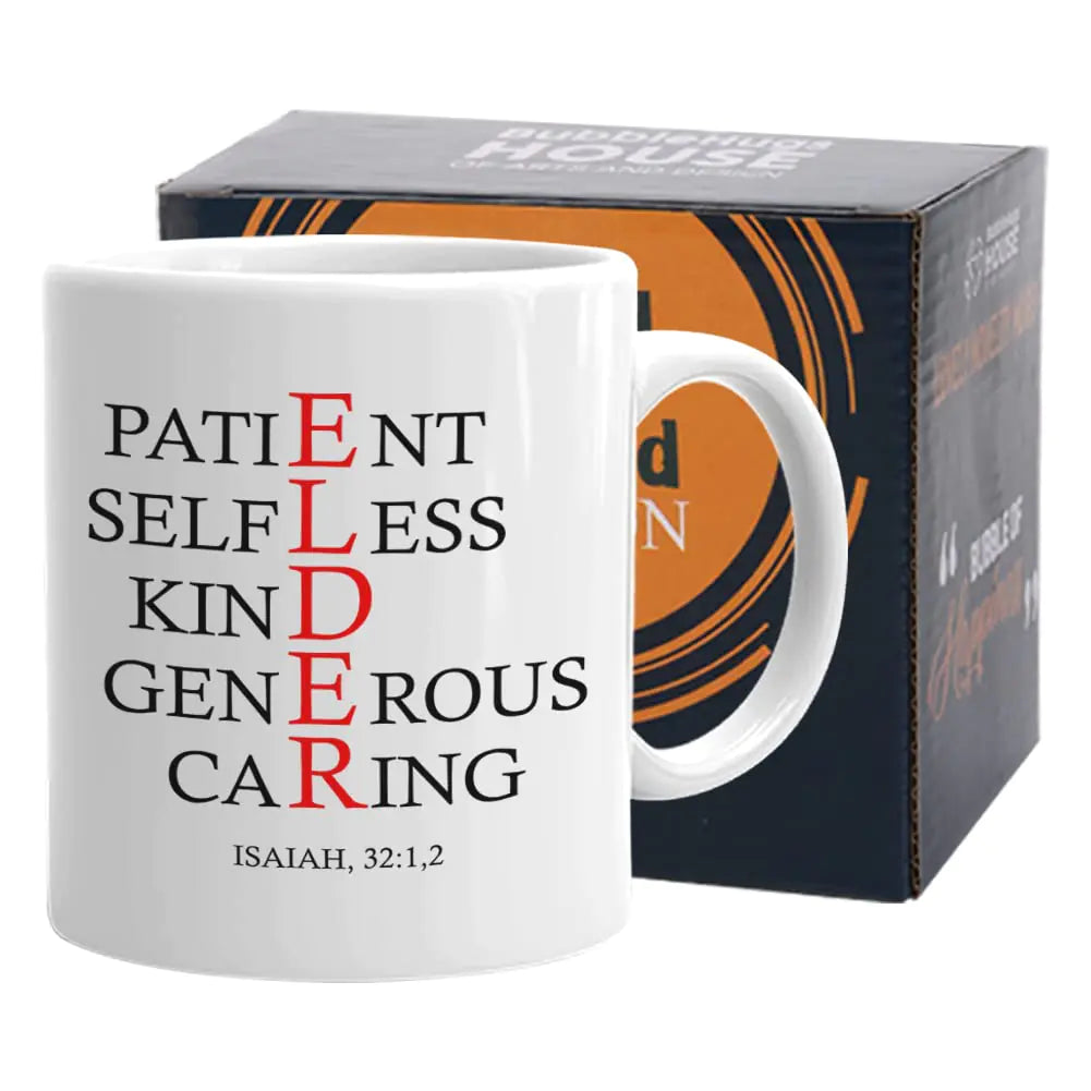 Elder Faith Mug – Inspirational Scripture Gift (11oz, White)