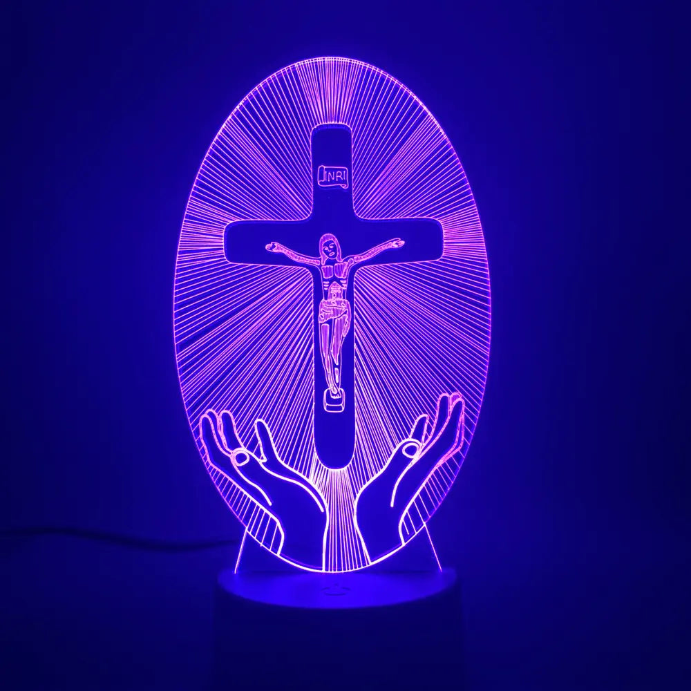 3D Acrylic Christian Cross Night Light - USB Powered